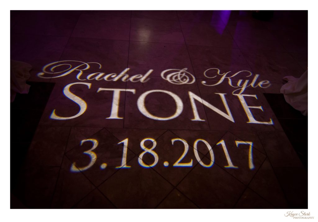 custom wedding gobo at slavonian lodge in biloxi by southern event productions out of waveland