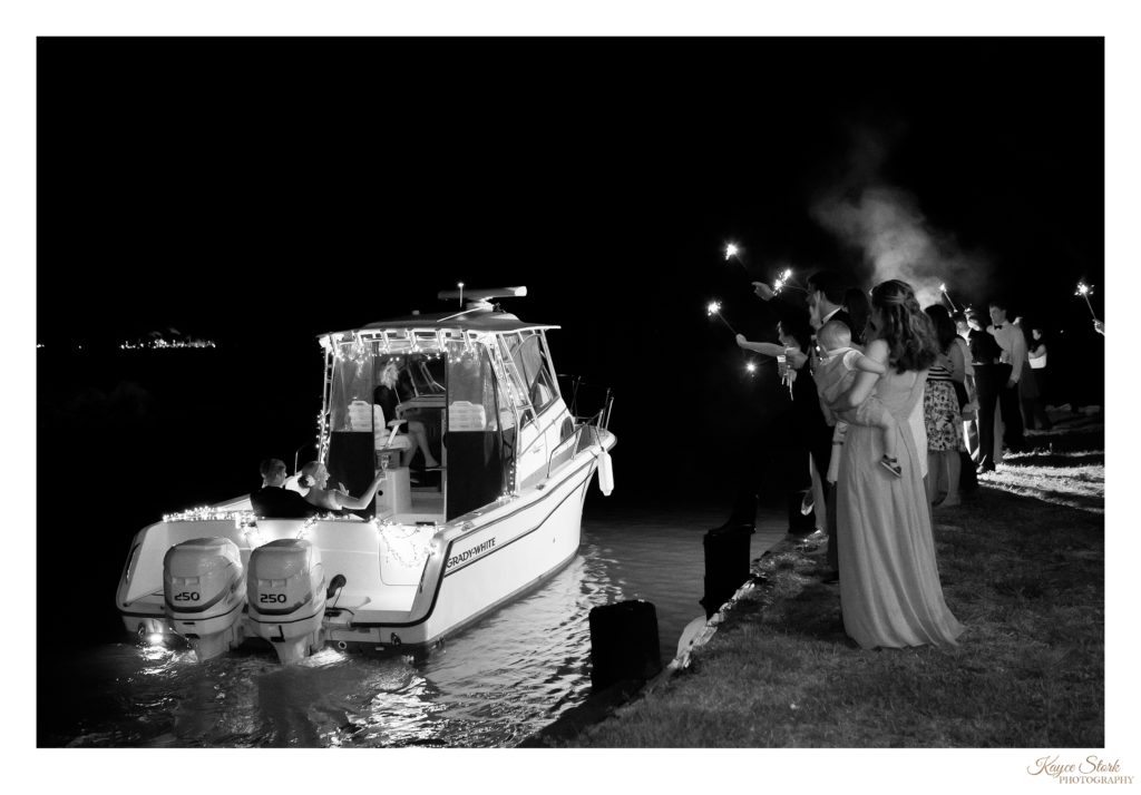 Exit by Boat for Wedding at the Bay Waveland Yacht Club in Bay Saint Louis