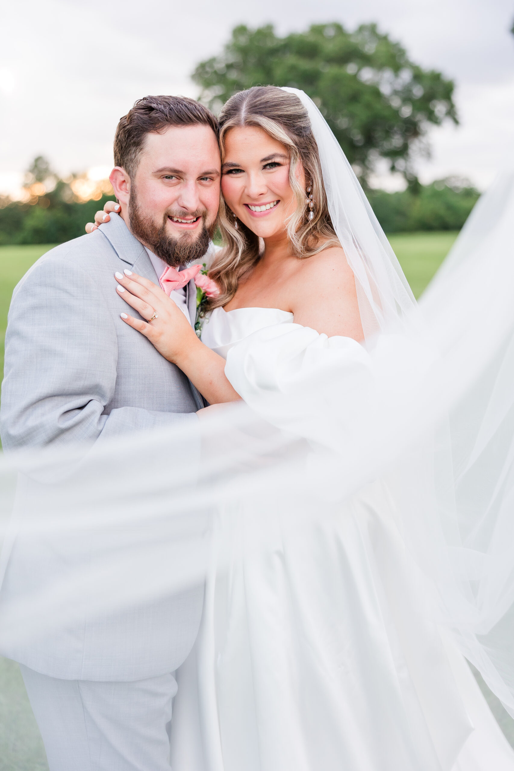 Bride at Groom at the venue at Roseoak in Petal, MS